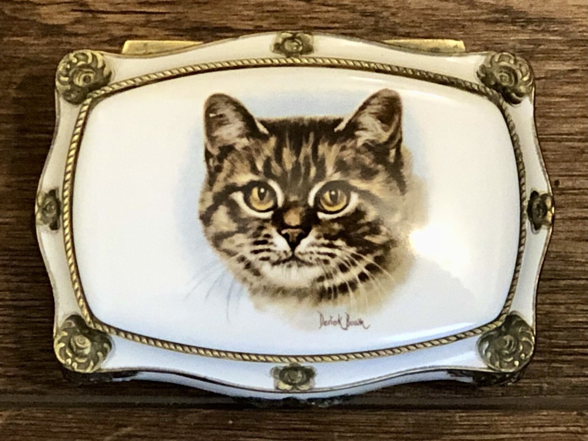 Vintage Japan Sankyo Music Trinket Memory Box With Tabby Cat