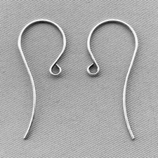 French Hook Fancy Earwires 30x12mm 20ga Silver Plated Alloy Q5 Pair Per Pkg