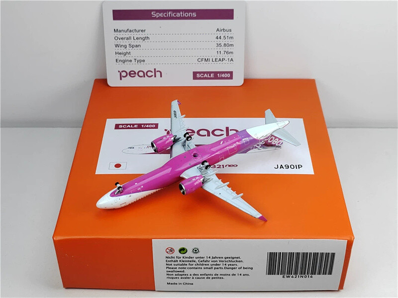 JC Wings Peach for Airbus A321neo JA901P 1/400 Aircraft Pre JC Wings Peach for Airbus A321neo JA901P 1/400 Aircraft Pre