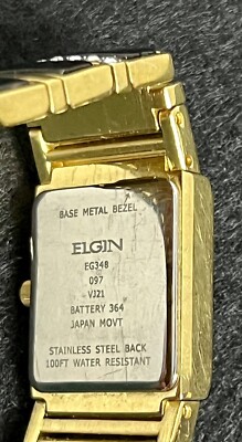 Elgin Watch Rhinestone Bezel Band Gold Black Tone New  display picture 1