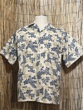 Go Barefoot Mens SS Button Up Hawaiian Shirt-Size Medium-100 Cotton-Made In USA