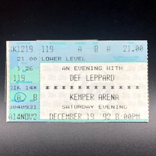 1992 DEF LEPPARD CONCERT TICKET STUB, DEC 19 1992 KEMPER ARENA KANSAS CITY