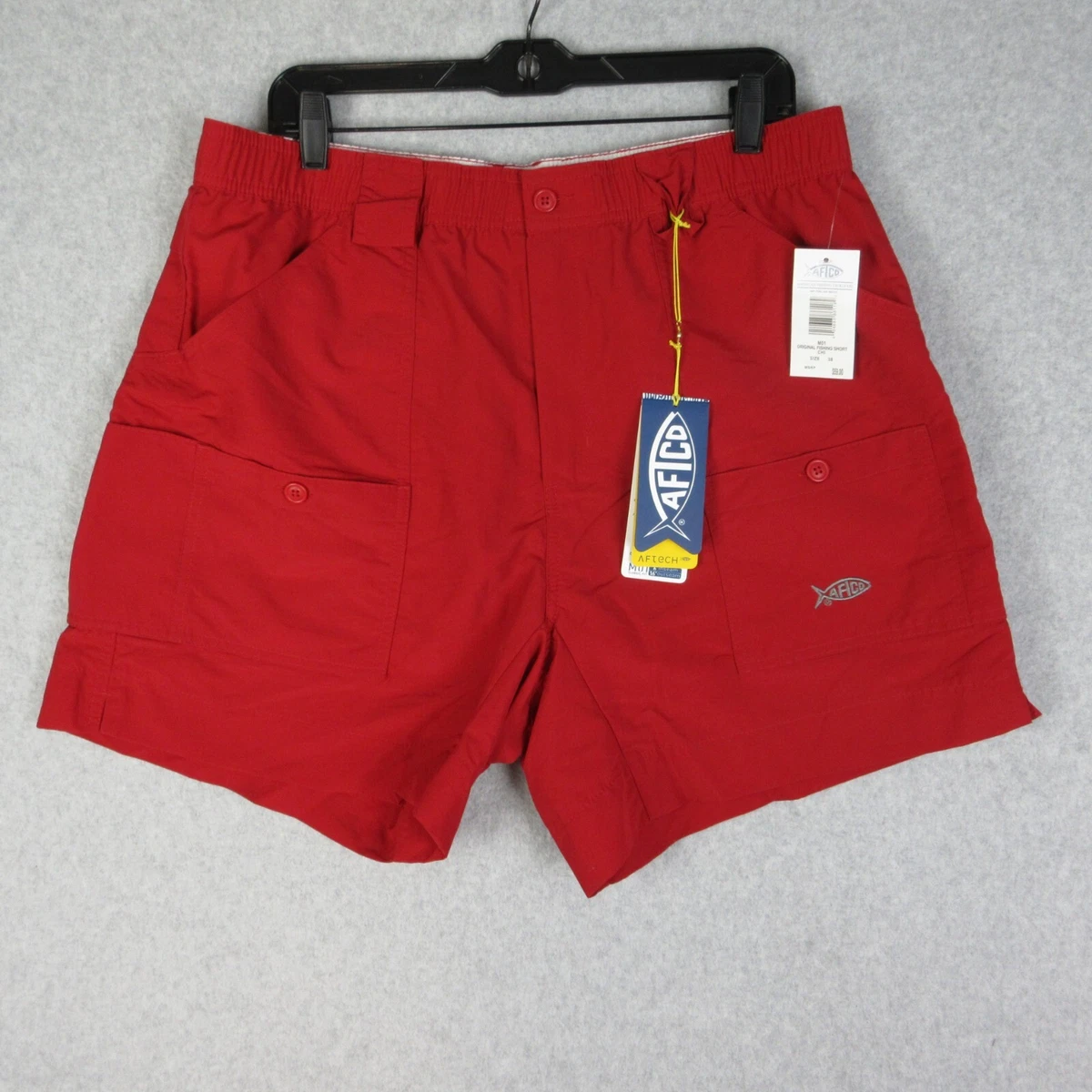 AFTCO Original Fishing Shorts Mens 38 Red Cargo Nautical Ocean