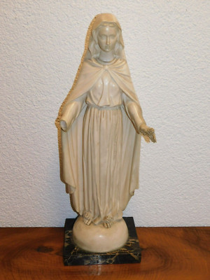 Super Beautiful Large Holy Mary From Alabaster! Signed A.Santini, Height: 56cm