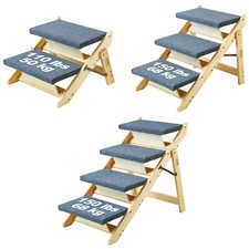 VEVOR Wooden Pet Stairs with 2-4 Steps 2-in-1 Foldable Dog Stair 110/150 lbs