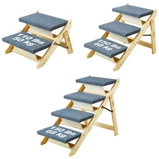 VEVOR Wooden Pet Stairs with 2-4 Steps 2-in-1 Foldable Dog Stair 110/150 lbs