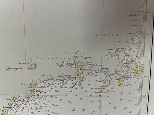 IRELAND SOUTH & WEST COAST 1865 (1889) VERY LARGE ANTIQUE SEA CHART 19TH CENTURY - Picture 3 of 15