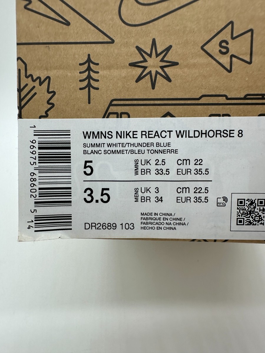 Nike Wildhorse 8 Women's Size 5 Trail Running White Green