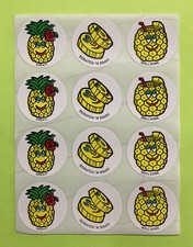 1980 s Vintage Scratch N Sniff Pineapple Scent 12 Sticker Sheet Rare