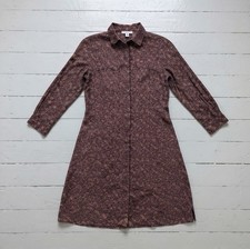 Next Floral Shirt Dress 8 Small Purple Berry Utility Pocket 100% Viscose Shift