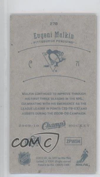 2009-10 Upper Deck Champ's Mini Blue Back Evgeni Malkin #278 - Image 2 of 2