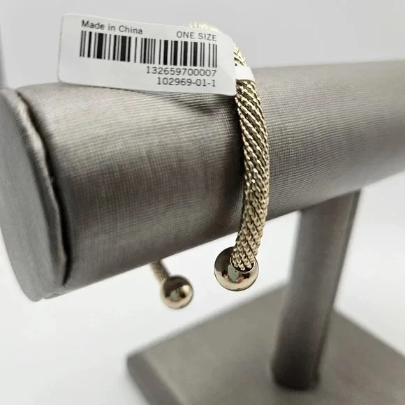 Brazalete Banana Republic Tono Dorado Malla Retorcida Cable Perilla Abierta ~ Nuevo con Etiquetas Foto 4 de 4