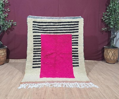 New Beni Ourain Moroccan Berber Wool Rug Color Multi Handmade Design Carpet Rug