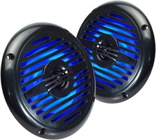 5.25" Water Resistant Coaxial Speakers Blue LED Marine RV Hot Tub Pair