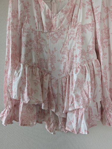 Floral Mini Dress Cottagecore S/M Pink Feminine Romantic Girly Coquette Romper - Picture 5 of 10