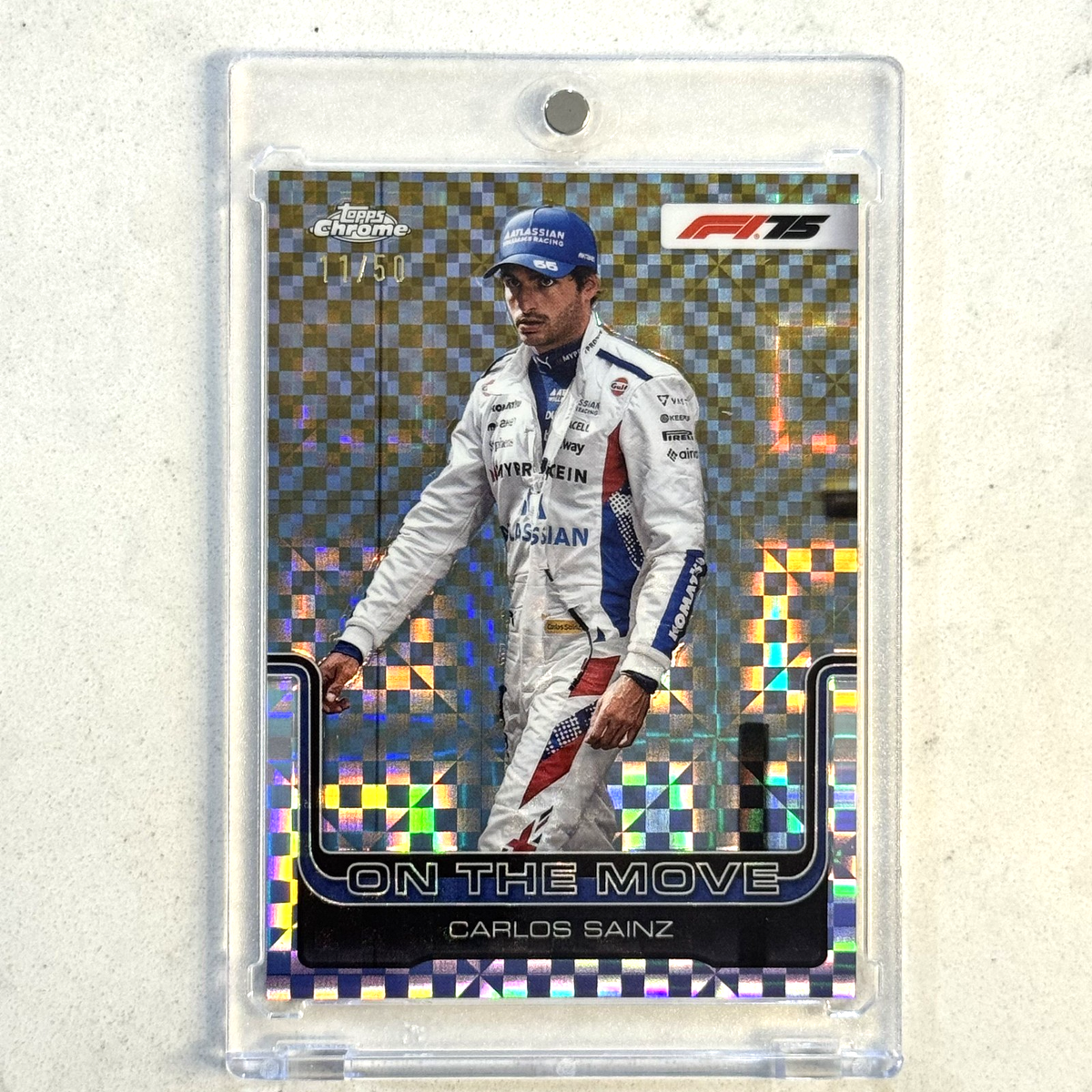 2025 Topps Chrome Formula 1 F1 #189 CARLOS SAINZ Gold Checker Flag