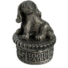 Torino Pewter Tooth Fairy Keepsake Box Dog 2" Tall Trinket Box NOS USA Made