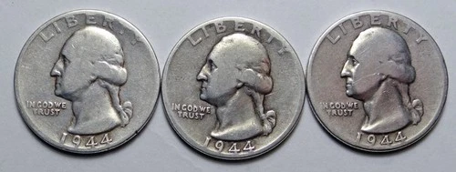 (3) 1944-P Washington Quarters - Good to Fine