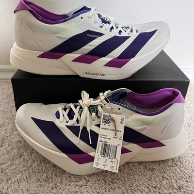 Adidas Adizero Adios Pro 4 Core White Purple Lime Burst Men JR1656 Size 10.5 NWT
