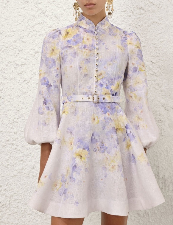 NWOT $950 Zimmermann Crush Buttoned Mini Linen Shirt Dress