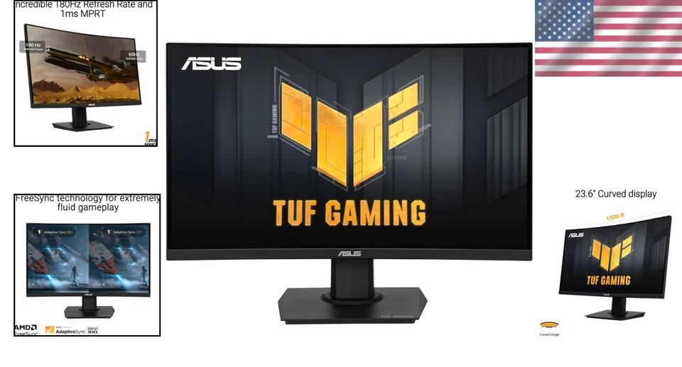 23.6” Curved Gaming Monitor - 180Hz, FHD, FreeSync - Image 2 of 4