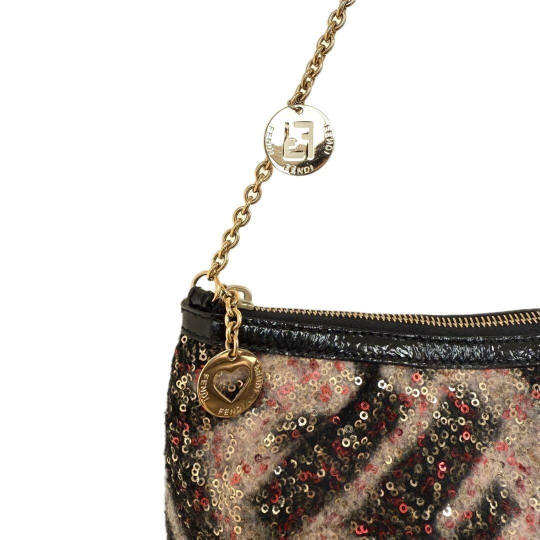 FENDI Mini Wool Sequin Beaded Monogram Shoulder B… - image 2