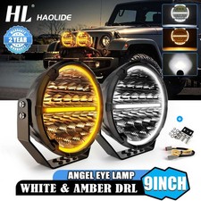 Pair 9" inch 820W LED Work Lights DRL Spot Beam Offroad Driving Fog Lamp Truck