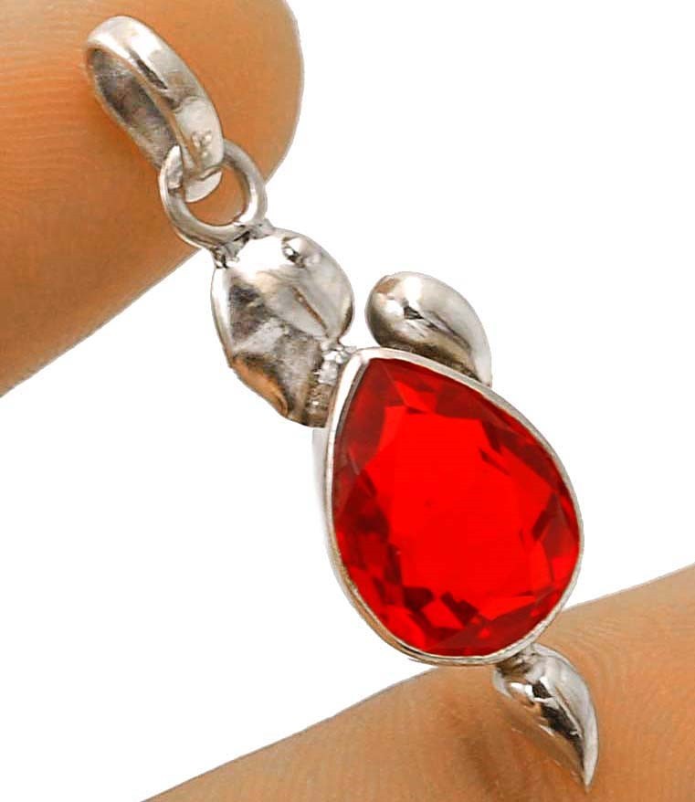 Natural 5CT Fire Garnet 925 Solid Sterling Silver Pendant 1 1/2'' Long @B3-4
