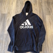 adidas Hoodie Men's Large Black Hooded Sweatshirt pullover
