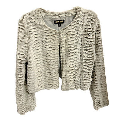 Planet Gold Faux Fur Jacket Women s Plush Light Gray Size XL