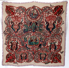 Sciarpa quadrata HERMES multicolore LA CHARMANTE AUX ANIMAUX misto cashmere 90 cm