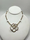 VTG Crown Trifari Alfred Philippe Milk Glass White Flower Necklace Goldtone READ