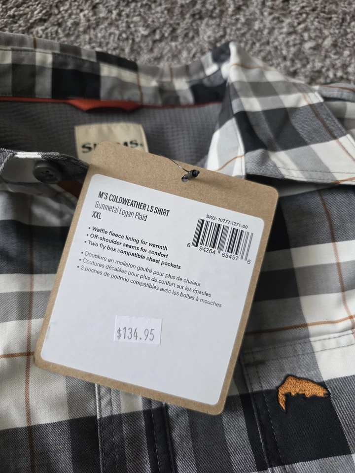 Camisa Simms Coldweather, Gunmetal Logan Plaid, XXL, Nueva Con Etiquetas Foto 3 de 4