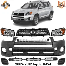 Front Bumper Cover Paintable & Grille Assembly Kit For 2009-2012 Toyota RAV4