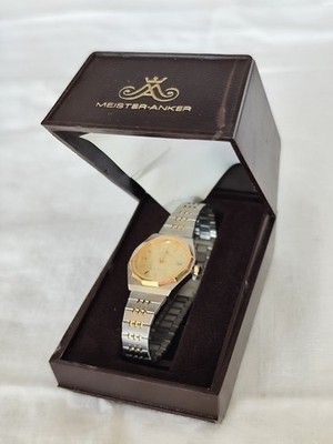  Meister Anker Damenuhr Bicolor Gold Silber Vintage WIE NEU mit Box Läuft 