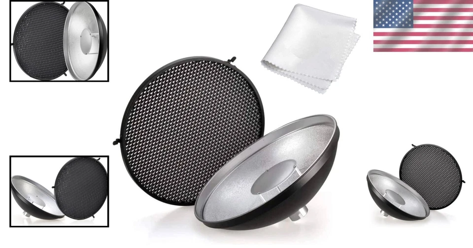 Versátil reflector de plato de belleza para fotografía con panal - Impresionante luz suave Foto 2 de 4