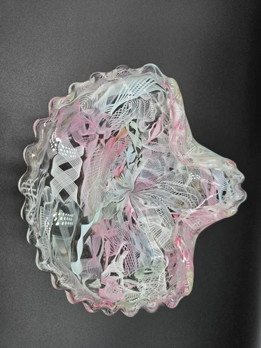 Vintage Murano Fratelli Toso Art Glass Ashtray Bowl Trilobed Zanfirico Garza