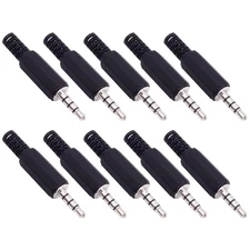 10-Pack 3.5mm 1/8" Repair Jack TRRS Stereo Male Plug Adapter 3.5mm Solder Typ...