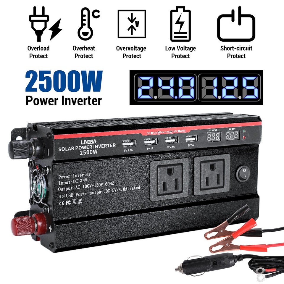5000W Power Inverters for Vehicles - DC 24V to 110V AC Car Inverter ...