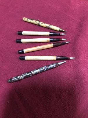 Lot of 6 Vintage Mechanical Pencils Plastic some  Marbled Body Swirl (575)