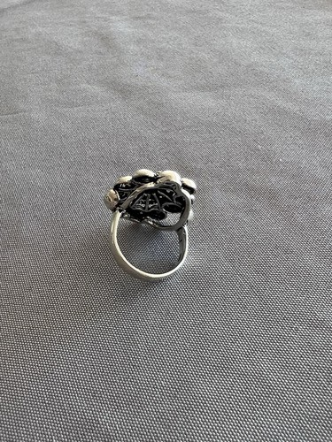 Silver Sterling Charro Button Ring Vintage Women's Heavy 10g Size 8 3/4 - Picture 3 of 8