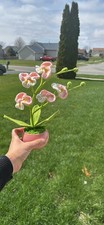 Handmade Yarn Orchid Stem Spray in Pink Pot Artificial Flower Arrangement