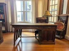 Vintage Art Nouveau  Pedastal - Double Sided Partners Desk ,Striking Piece 5'