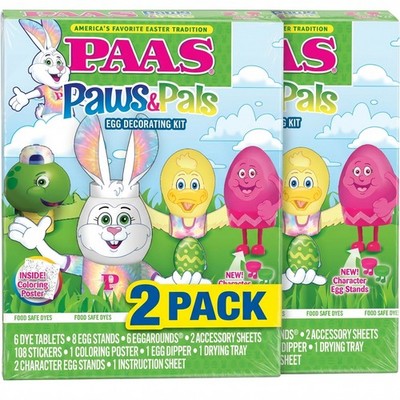 2 Pack - PAAS Paws & Pals Easter Egg Decorating Kit 6 Dye Tablets 108 Stickers