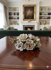 Vintage ITALIAN Capodimonte Roses Flower Wall Plaque / Bouquet - Hand Paint 9.5