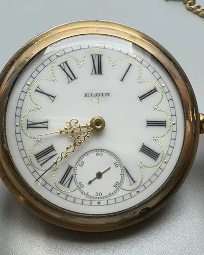 Antique Elgin Gold Plated 17 Jew Keystone Case Pocket Watch look pic for detail