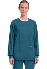 Cherokee Workwear Scrubs Snap Front Warm Up Jacket WW310 CAR Caribbean Free Ship