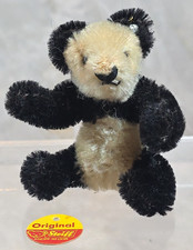 Vtg Mini Steiff Panda Bear 3" Mohair Germany Silver Ear Button Tag Miniature