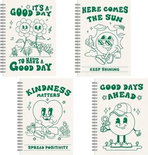 Teling 4 Pack Cute Retro Spiral Notebooks Aesthetic Notebook Light Pink 