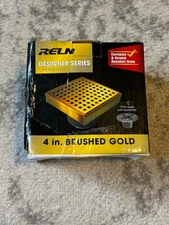 NIOB Reln 4” x 4” Brushed Gold Square Shower Drain, Square Pattern Cover